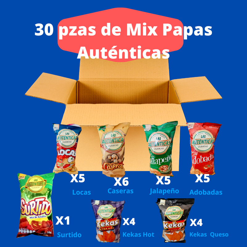 Caja de Mix Botanas Auténticas Clásicas 30 pzas